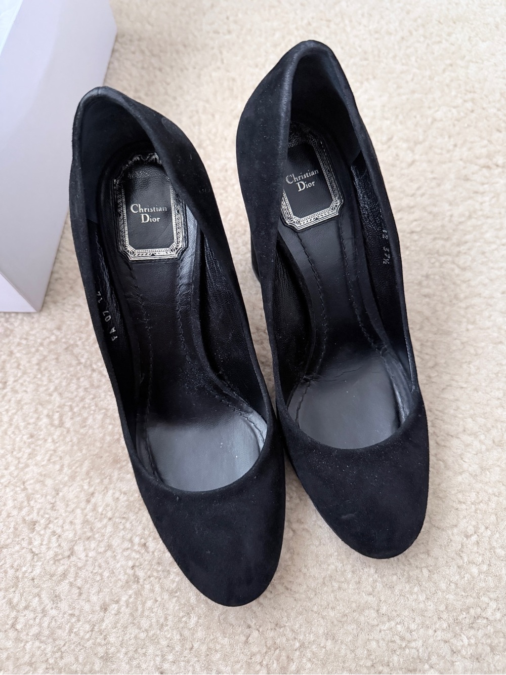 Christian Dior Classic Black Suede Rounded-Toe Heels Size 37.5